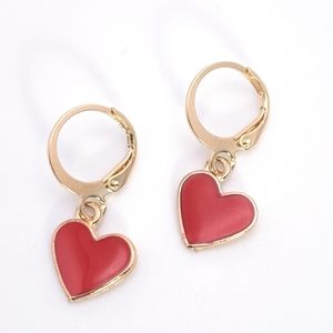 Red Enamel Heart Earrings